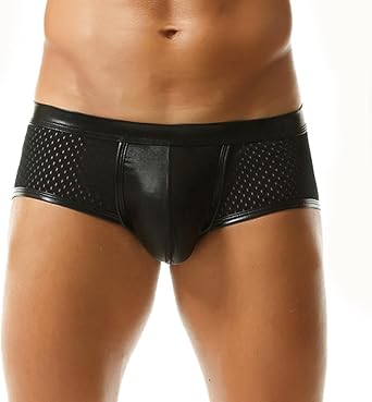Mens Metallic Boxer Shorts Mesh Boxer Briefs Low Rise Rave Shorts for Clubwear