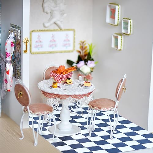 Miniatura 3 de SAFIGLE 135 piezas de suelo de madera simulada para casa de muñecas, adornos para muebles de 1 a 12 escalas, muebles de madera, accesorios de casa