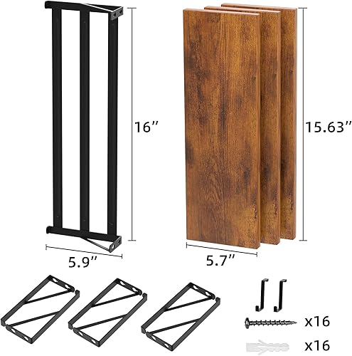Miniatura 3 de Veluckin Estante flotante, estantes de madera rústica montados en la pared para baño, sala de estudio, sala de estar, cocina (16 pulgadas, juego de