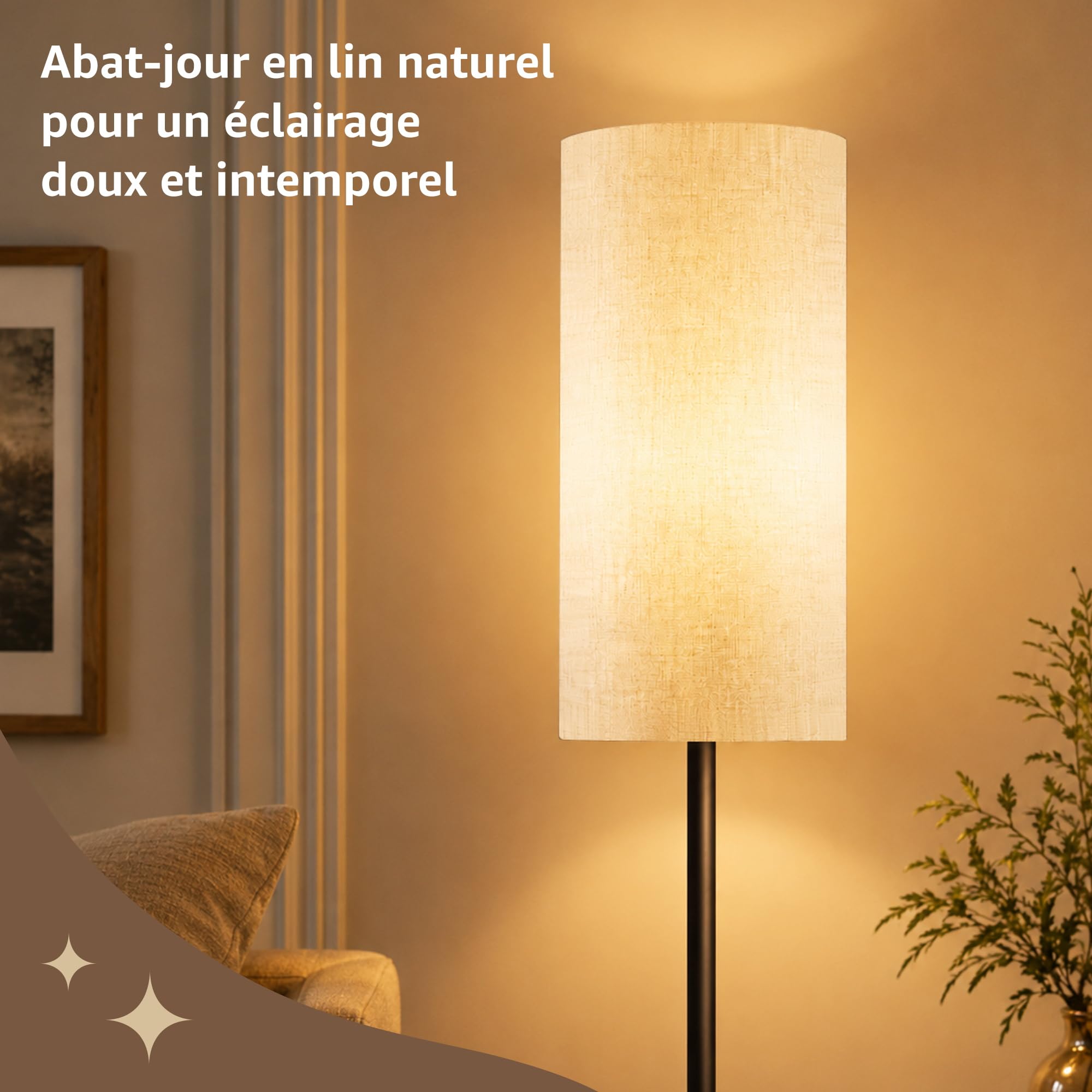OHLUX Stehlampe Wohnzimmer Nowoczesna z lampą, Stehleuchte dla Schlafzimmer BLACK