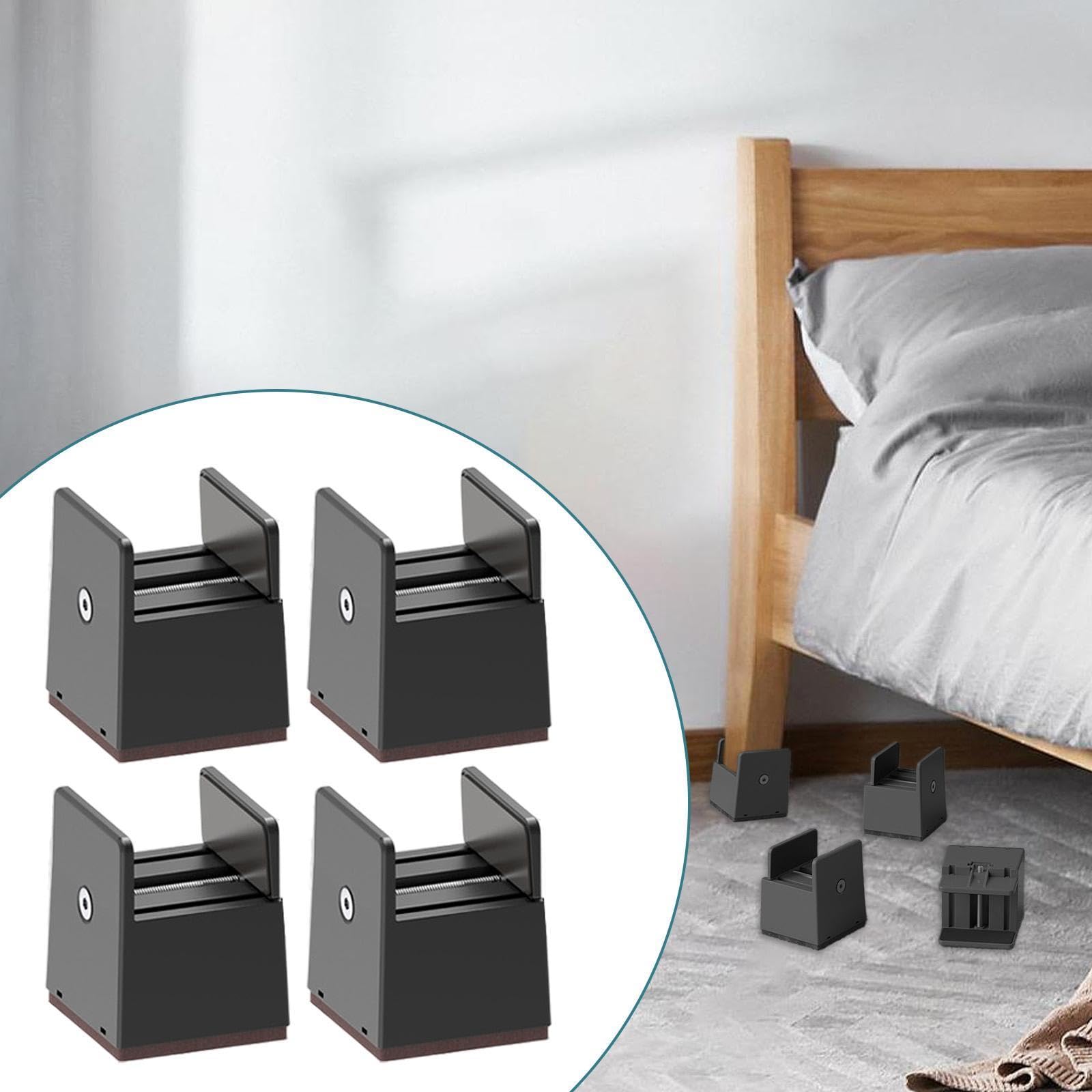 4 Elevadores de Cama, Bloques Antideslizantes para Muebles, Ideales para Sofás, Estantes Y, Negro, Altura 50 Mm