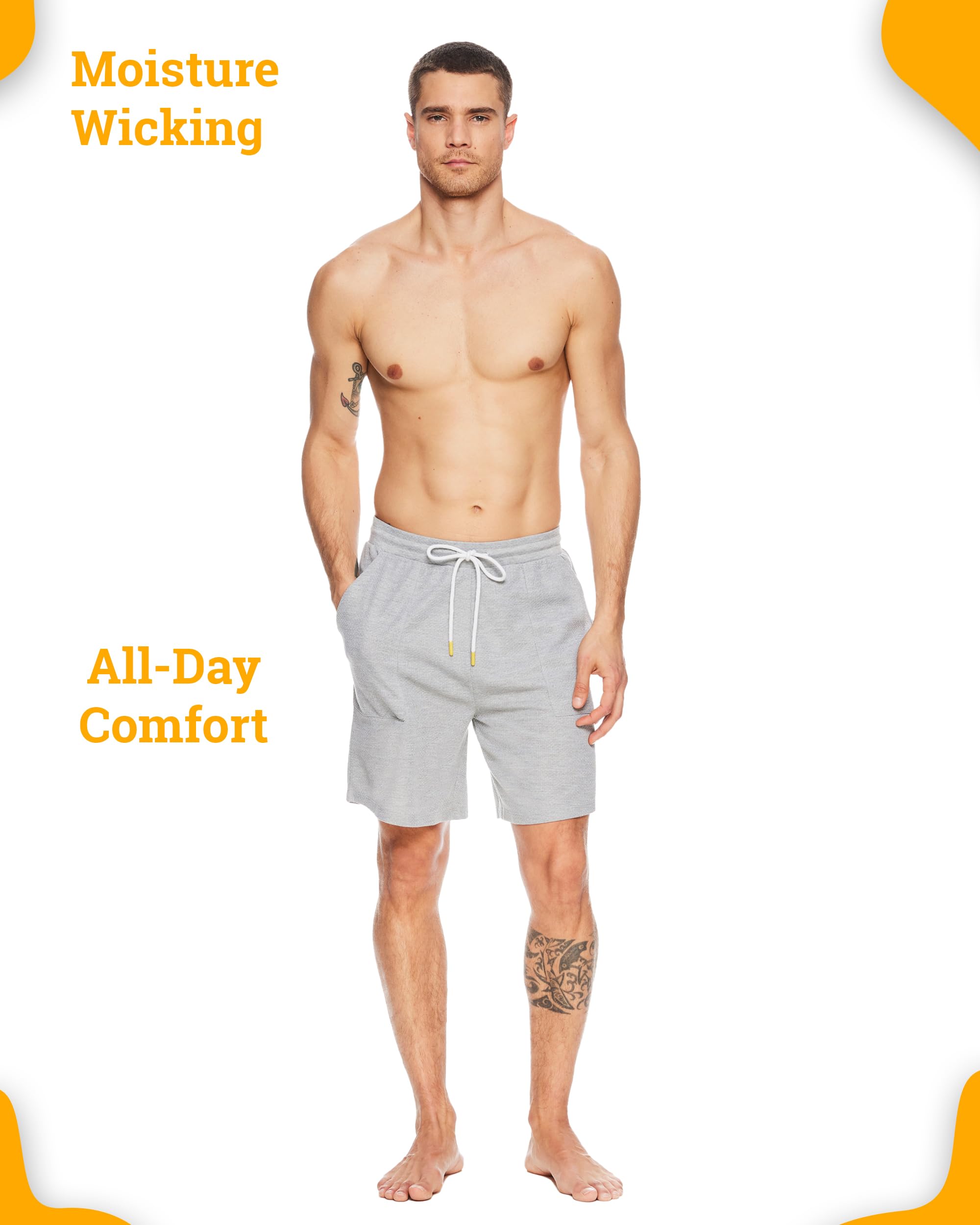 JOE BOXER Mens Lounge Shorts with Pockets, Moisture-Wicking Mens Sleep Shorts and Sweat Shorts Men (Heather Grey, Small)