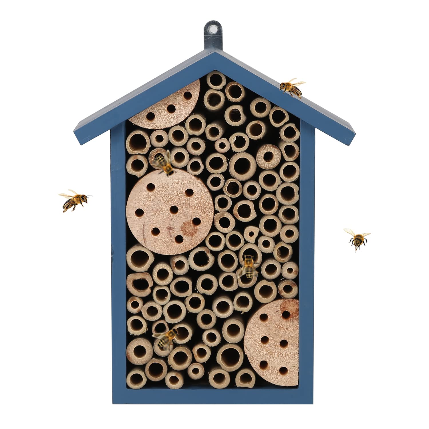 Wooden Bee House-Mason Bee House for Garden,Handmade Natural Wooden Bee Hive for Ladybugs, Lacewings,Butterfly,Bug,Outdoor Bee Hotel