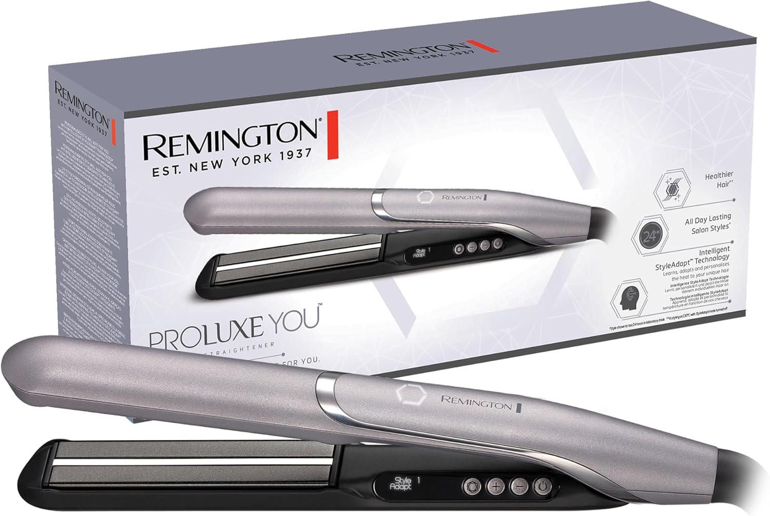 Remington Piastra per Capelli [Piastre rivestite con Diamond-Ceramic da 110 mm, Tecnologia Intelligente StyleAdapt™ che Regola il Calore] PROluxe You (9 T° 150–230°C, Capelli Lisci e Luminosi) S9880