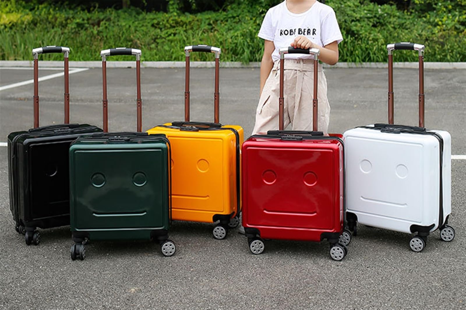 Valigia Valigia Trolley Regolabile per Bagagli da 18 Pollici per Lucchetto A Combinazione per Viaggi d'Affari Bagaglio a Mano(White)