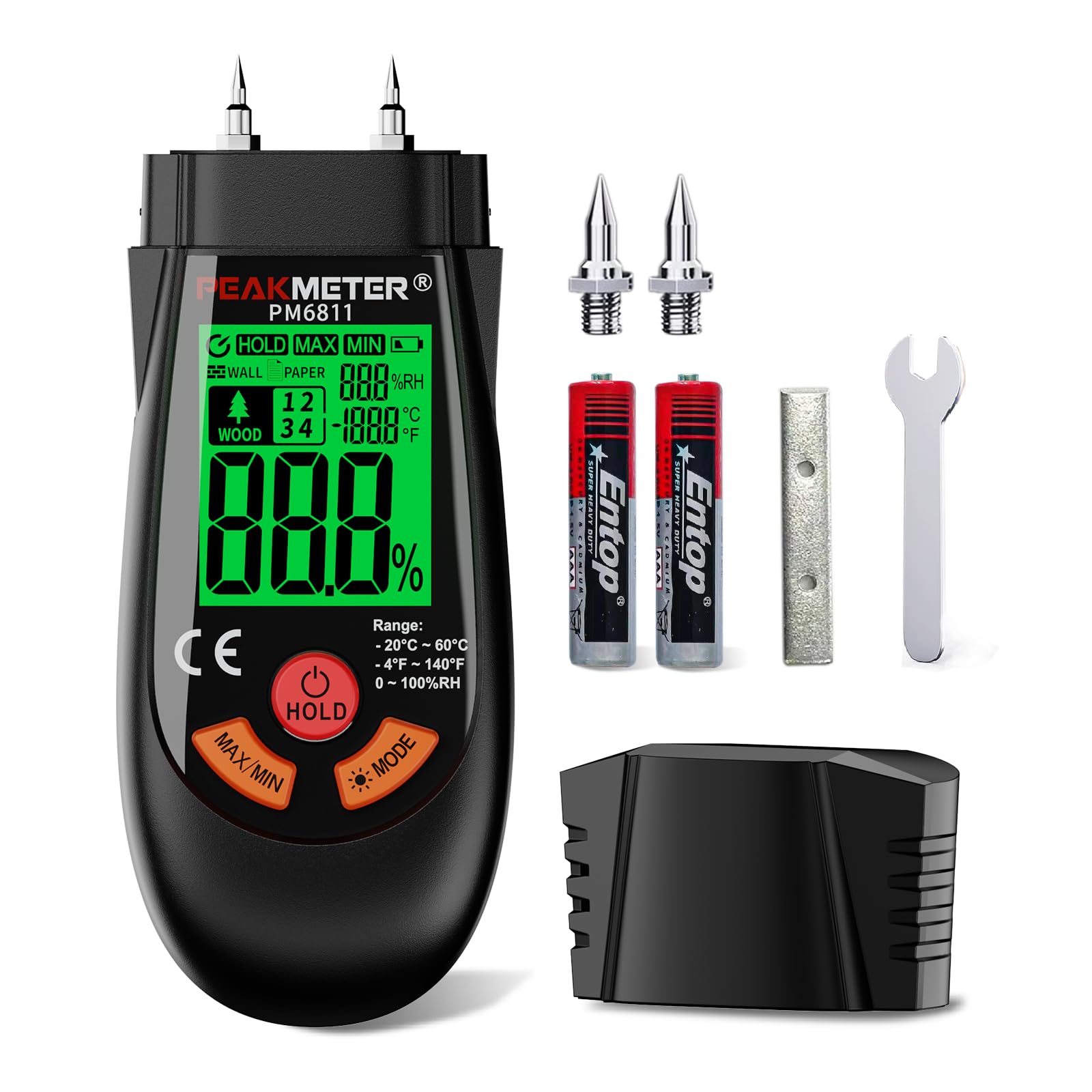 COCZOW Moisture Meter, 6 Modes Damp Meter Detector, Wood Wall Paper Moisture Tester with LCD Backlit, MAX/MIN & Hold Function