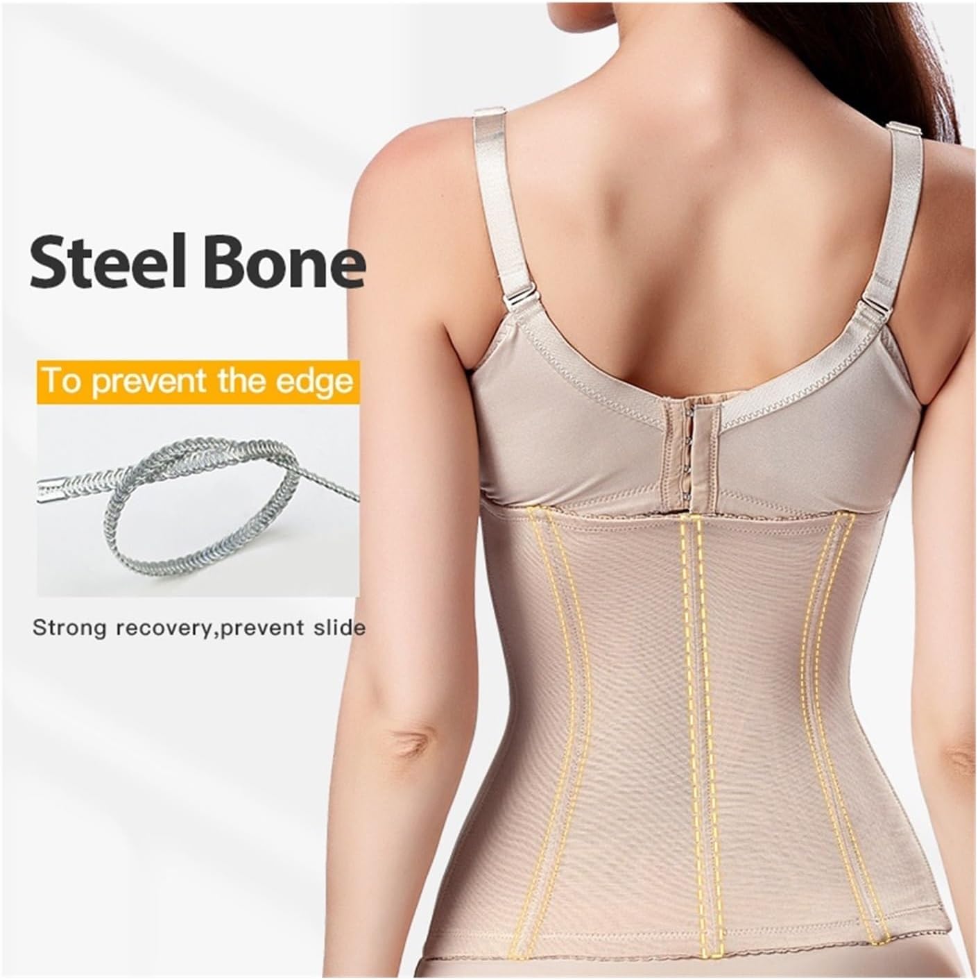 Waist Trainer for Women Shapewear For Women Tummy Control Body Shaper Zipper Belt Waist Trainer Bandage Slimming Workout Waists Cincher Corset(Beige,XL(waist 76-81 cm))
