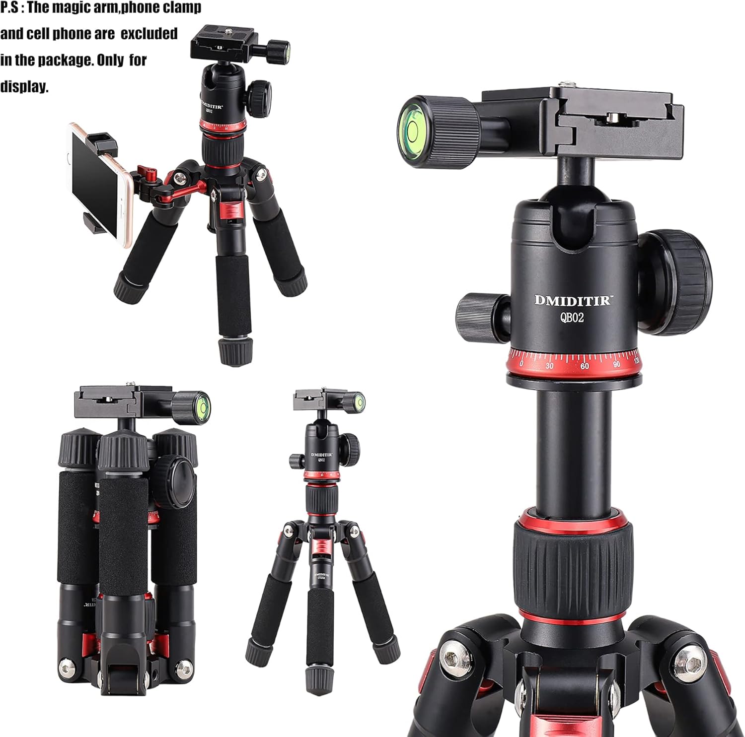 Tabletop Portable Metal Mini Camera Tripod,20" DSLR Aluminum Travel Tripod with 360 Degree Pan Ball Head Load up to 13.23 Pounds,Compatible with Canon,Nikon,Sony