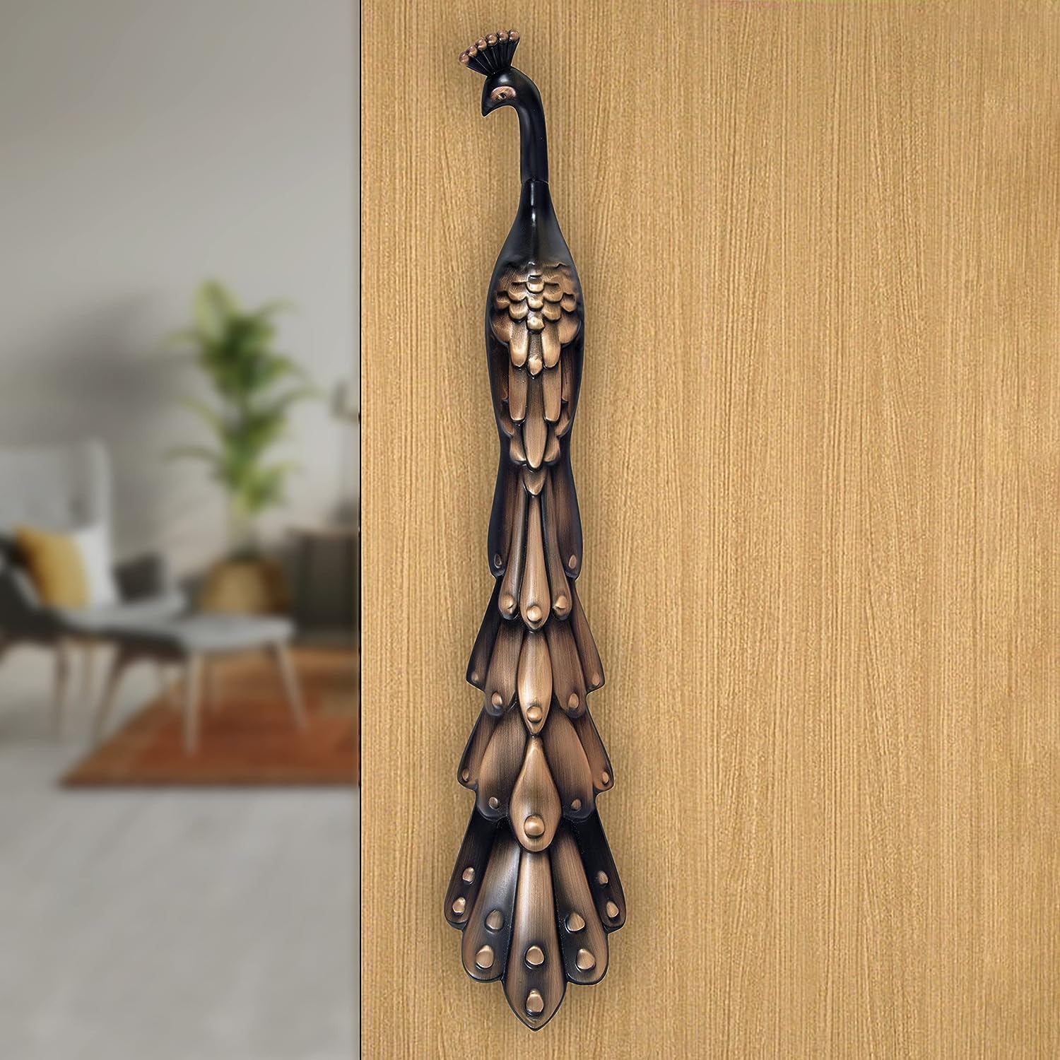 Plantex Peacock Door Handle For Main Door/16-Inches Main Door Handle/Push Handle For Glass/Wooden Door Of Home/Hotel/Office - Pack Of 1 (Rich Copper Antique)