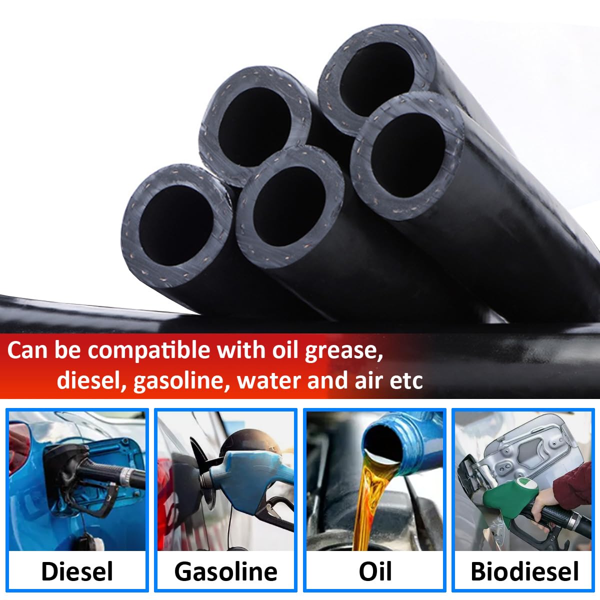 Tubo Flessibile per Carburante da 13mm Tubazioni Tubi per Alimentazione moto Diametro Interno 13mm Tubo Benzina Tubo de Carburante Linea Tubazioni Benzina Lunghezza 2 Metri