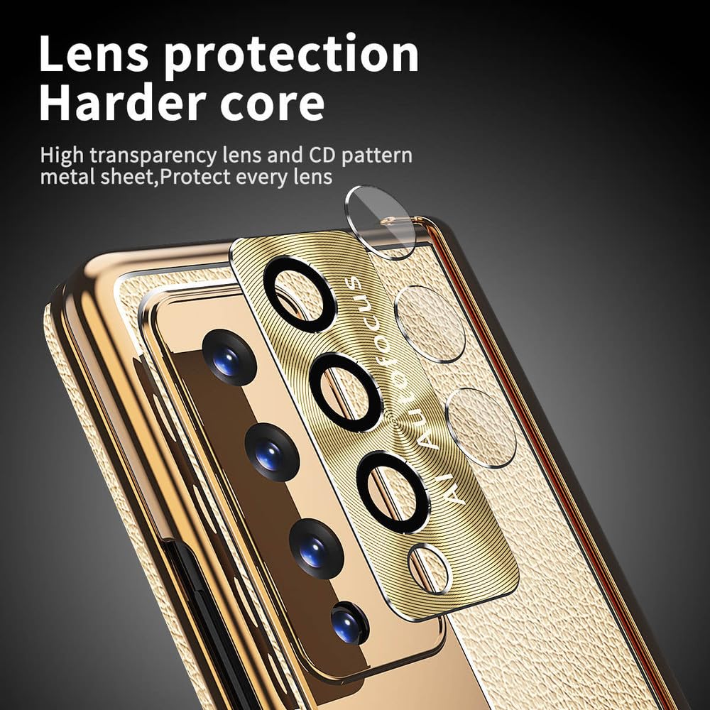 Custodia in pelle con placcatura a penna per Samsung Galaxy Z Fold 5 4 3, protezione per schermo intero, supporto magnetico, colore 4, per Samsung Z Fold 3