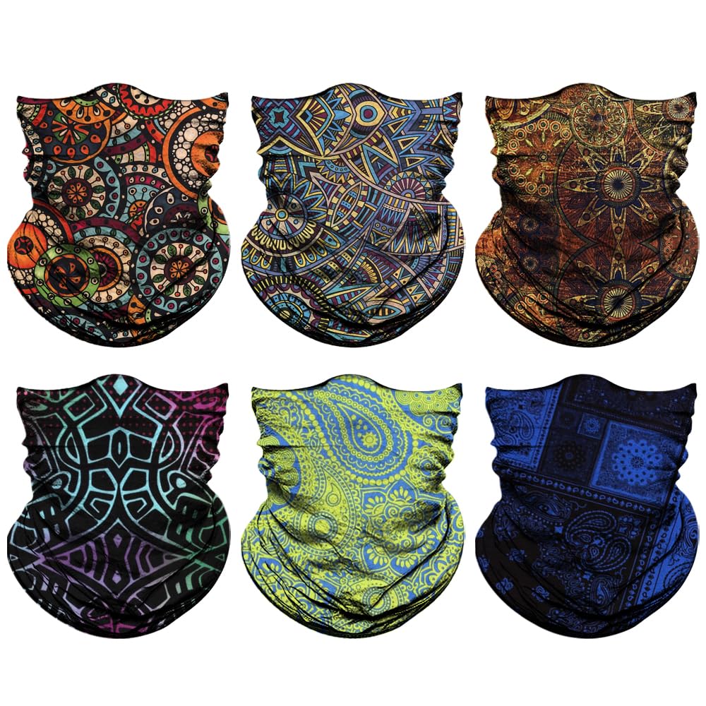 JOEYOUNG Headwear, Bandana, Neck Gaiter Head Wrap Headband Balaclava Magic Scarf (A-boho 4)