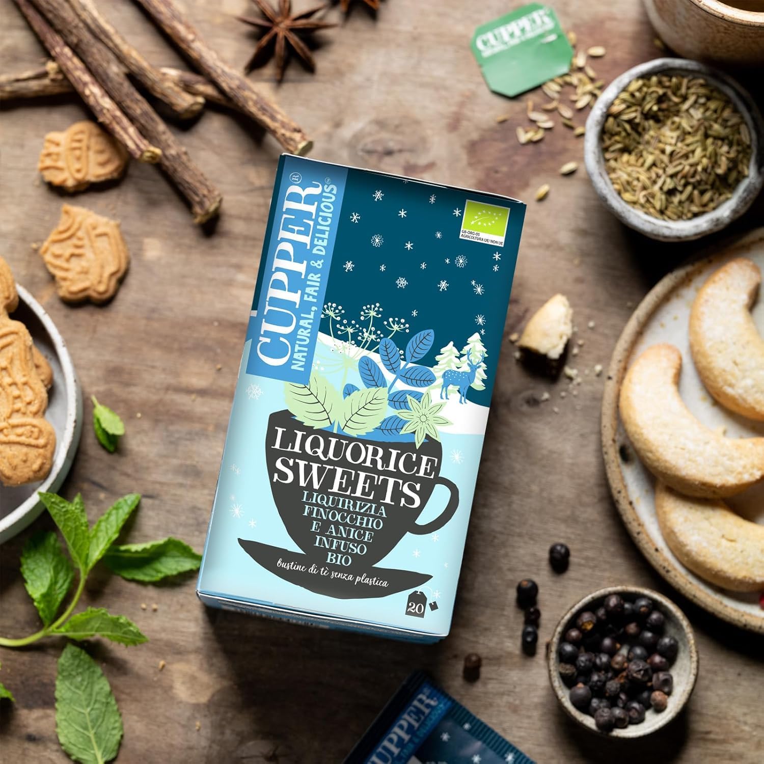 Bolsitas de Infusiones Ecológicas con Regaliz dulce, Hinojo y Anís - Apto para Veganos