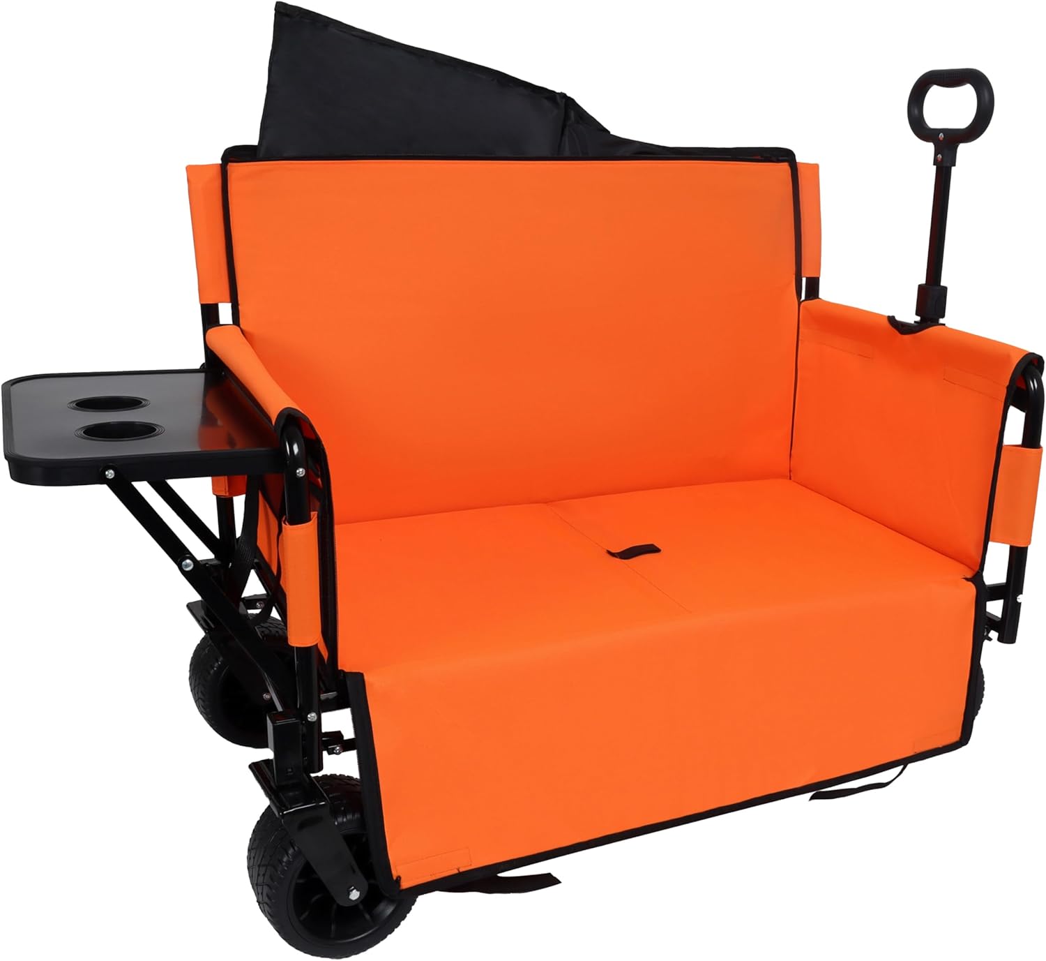 3-in-1 Folding Wagon Cart with Bench Seat - Heavy-Duty 500lbs Capacity & All-Terrain Wheels for Family Camping & Outdoor Activities - Convertible Utility Cart with Tabletop for Parents & C