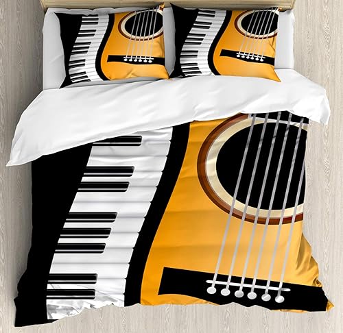 Miniatura 64 de Ambesonne Synthwave Duvet Cover Set, Abstract Halftone Inspired Dos with Colorful Retro Zigzags Graphic, Decorative 3 Piece Bedding Set with 2