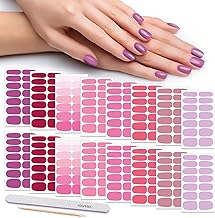 DANNEASY 16 Sheets Nail Wraps for Women Nail Polish Strips Solid Color Self Adhesive Sticker Nails Acrylic Nail Art Accessories with 1pc File, Cuticle Stick (Pink Red)