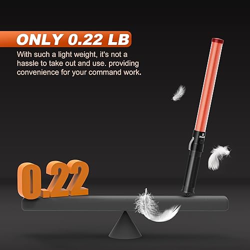 Miniatura 4 de Paquete de 10 varitas de tráfico de señal de 16 pulgadas, varita LED roja de control de tráfico con 3 modos intermitentes, bastón de seguridad de