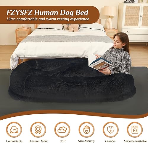 Miniatura 2 de FZYSFZ Cama humana para perro, 71 x 45 x 12 pulgadas, cama ortopédica lavable para perros de tamaño humano, se adapta a personas y mascotas, cama de