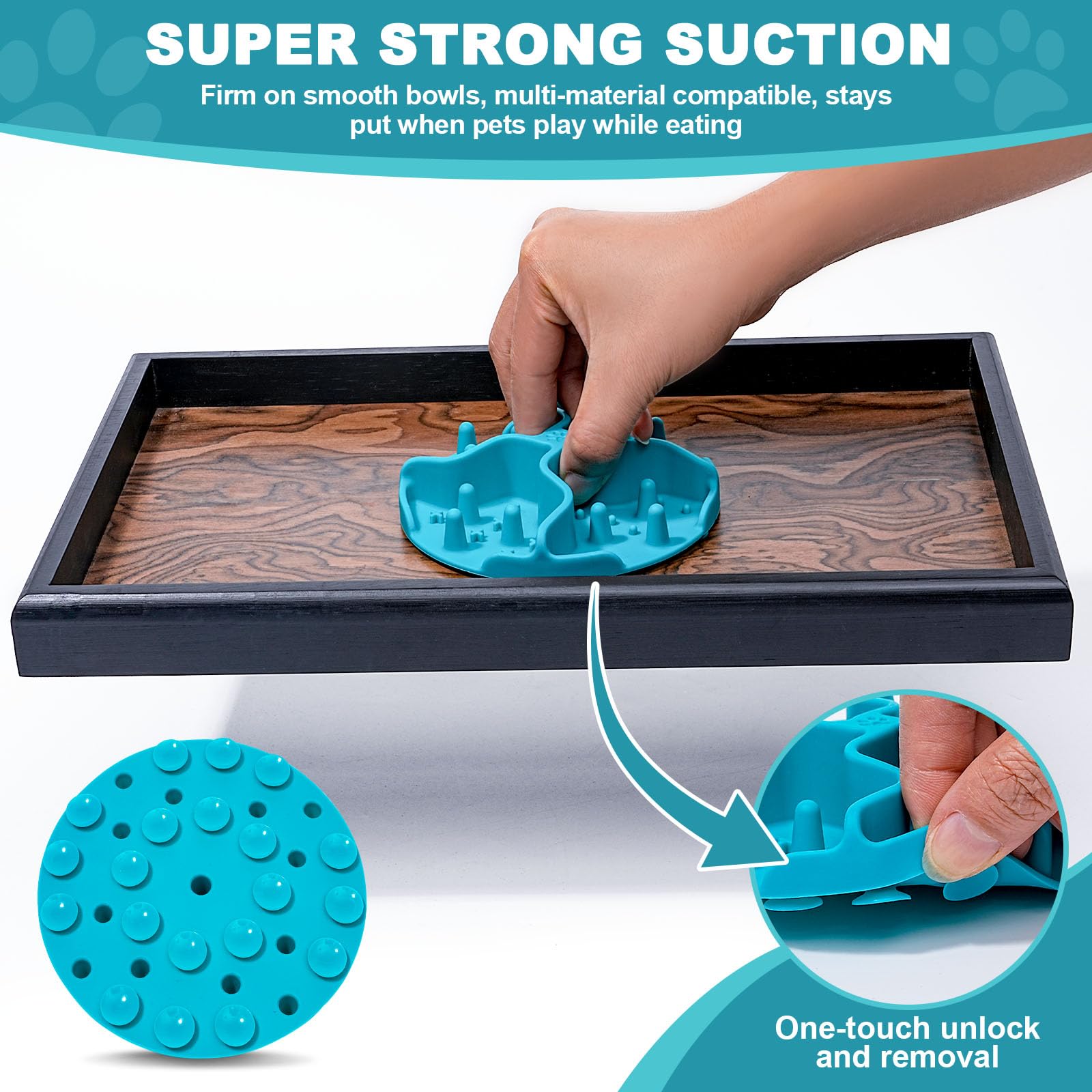 Slow Feeder Insert for Dog Bowl - 2PCS Anti-Bloat Silicone Mat with Super Suction, Slow Feeder Dog Bowls for Puppy Large Breed Dogs - image 3