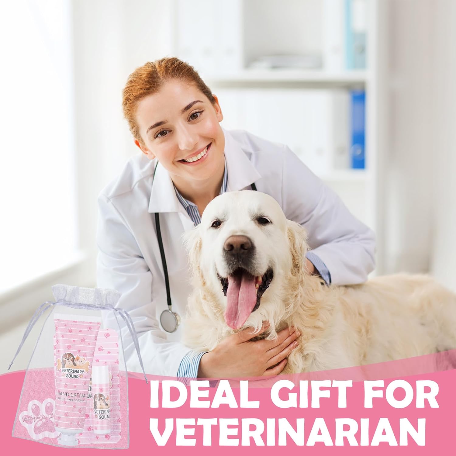 30 Packs Vet Appreciation Gifts Bulk Hand Cream & Lip Balm for World Veterinary Day & National Pet Day with Organza Bags and Thank You Cards for Veterinary Staff Techs Animal Lovers