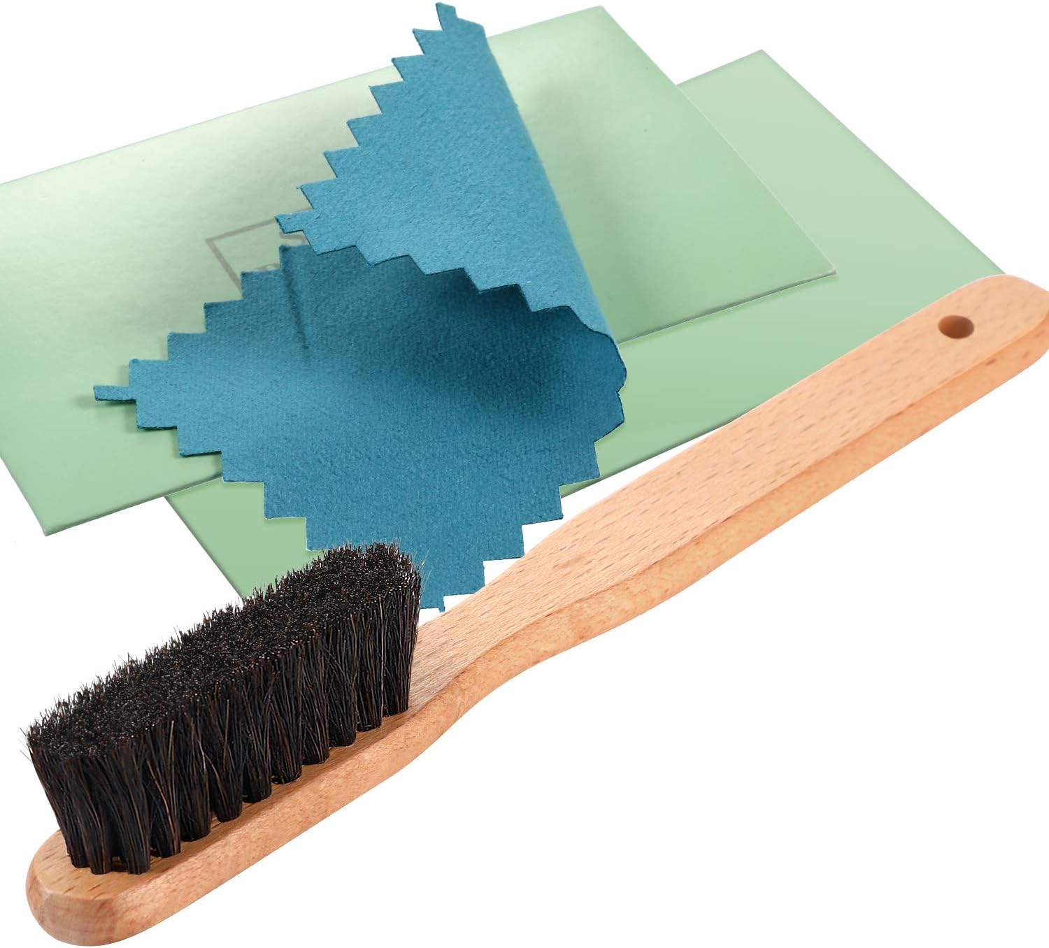 Buу 1 gеt 1 🔥 YoungJoy 3 Pcs Horsehair Silver Brush Detailing Set Cleaning Brushes Silver Care Kit with Silver Polishing Cloth (Set A)