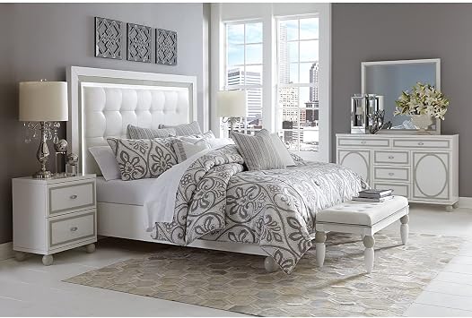 Michael Amini Sky Tower Nightstand, Cloud White