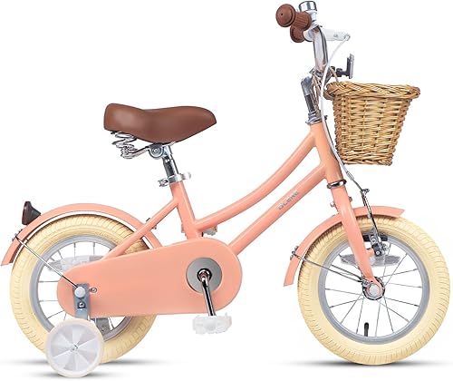 Miniatura 7 de Glerc Little Molly - Bicicleta de crucero retro para niños de 2 a 13 años de edad con cesta de mimbre y ruedas de entrenamientosoporte, varios