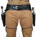 Western Double Gun Holster Belt – Handmade Black Leather Fast Draw Rig for .22, .38/.357, .44/.45 Cal Revolvers – Fits 6'' to 9'' Barrels – Right Hand Cowboy Style