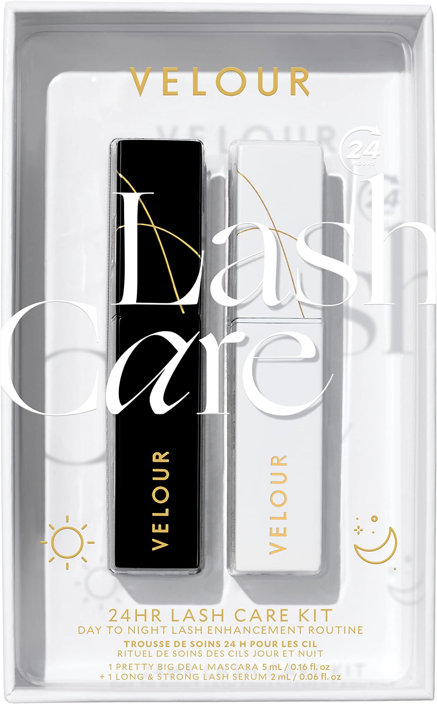 Velour Lashes24hr Lash Care Kit, Includes Lash Serum & Pretty Big Deal Mascara for Fuller, Thicker, Longer Eyelashes