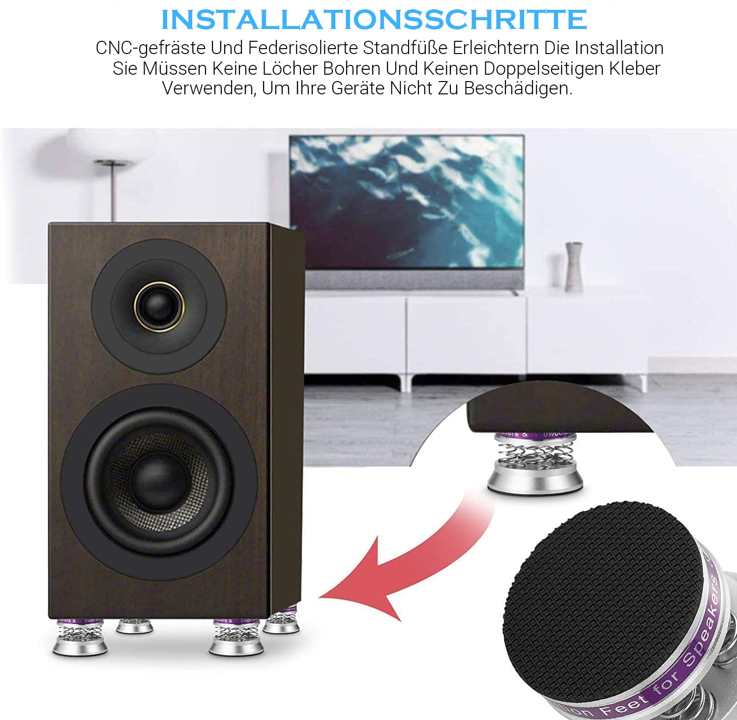 Tertullus 4 piedini per altoparlanti, ammortizzatori di vibrazioni HiFi argento