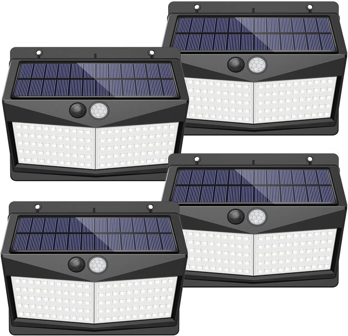 【108 LED/3 Mode】Solar Lights Outdoor, SEZAC Solar Security Lights Solar 150° Wide Angle Lighting Solar Motion Sensor Lights Wireless Waterproof Outdoor Lights for Garden Fence Patio Garage (4 Pack)