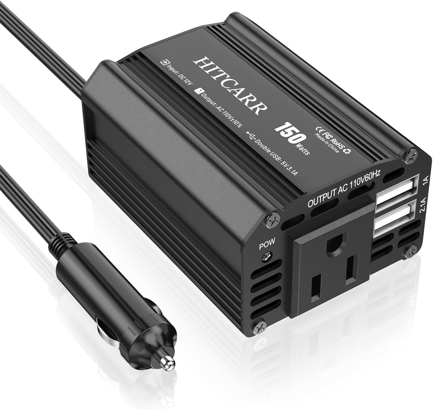 Amazon.com: YSOLX 150W Car Power Inverter DC 12V to 110V AC Converter ...