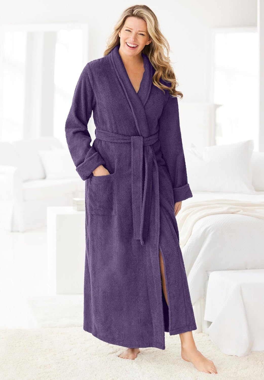 Dreams & Co. Plus Size Long Terry Robe