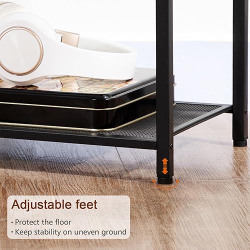 Miniatura 9 de Juego de 2 mesitas de noche con estación de carga, mesas auxiliares para sala de estar con cajón de tela para espacios pequeños, mesas auxiliares de