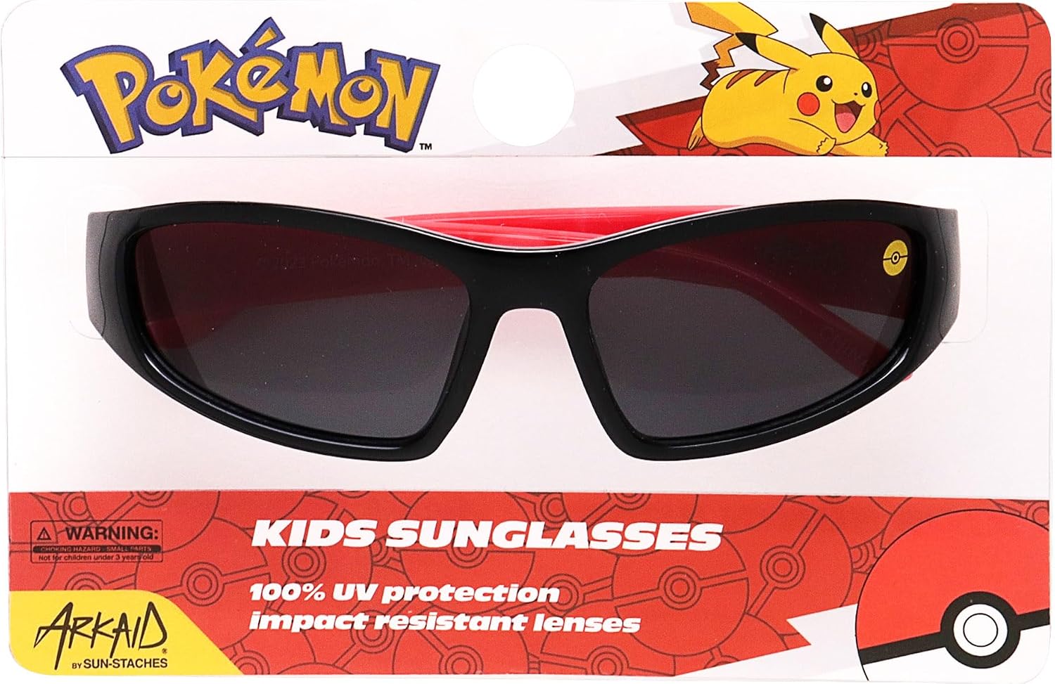 ARKAID Pokémon Sunglasses for Kids | Pikachu, Pokéball, & Sports Wrap Styles | UV400 | One Size Fits Most
