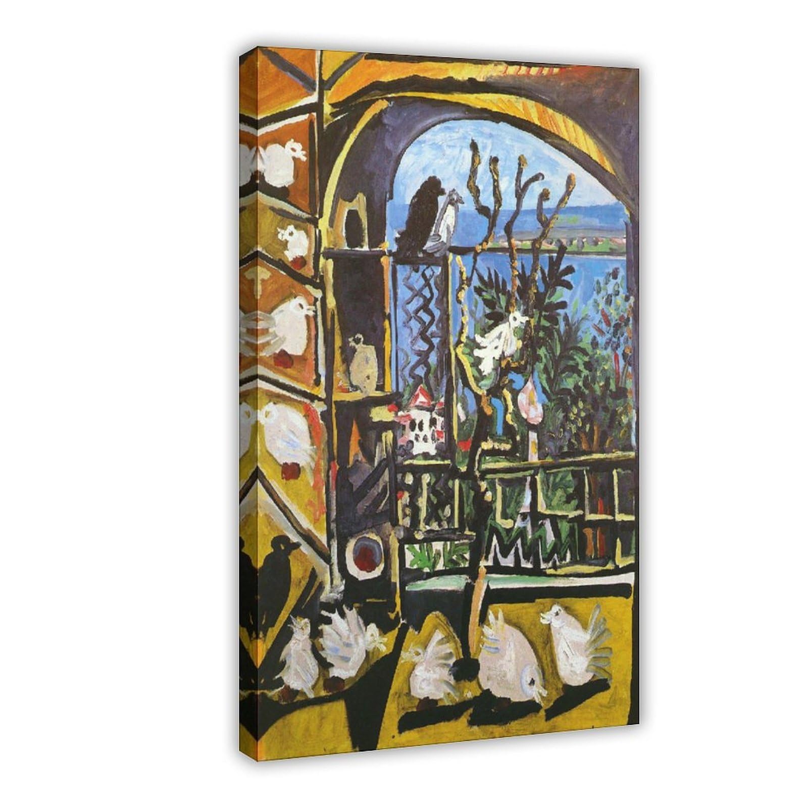 WCYB Studio. Pigeons. Velazquez. 1957 Art by Pablo Picasso Posters Prints Canvas Deco Paintings Wall Art Frame 12" L X 18" W