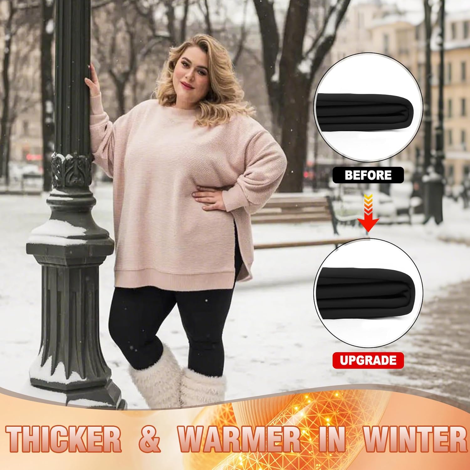 FULLSOFT 2 Pack Women's Plus Size Fleece Lined Leggings-Thermal High Waist Stretchy 1X-4X Yoga Pants for Winter Workout - Image 3