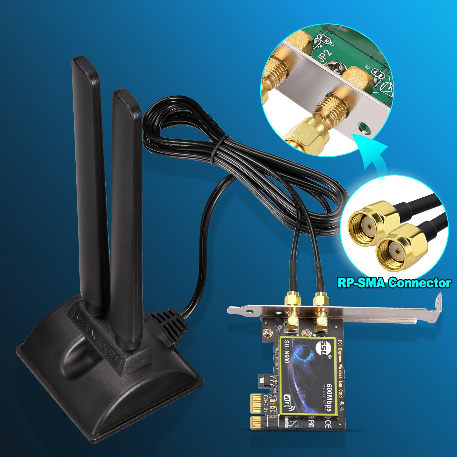 Sourcing Map WiFi Antenne 8dBi – Dualband 2,4/5,8 GHz, BNC-Stecker, Zusammenklappbar Für Router & Bluetooth