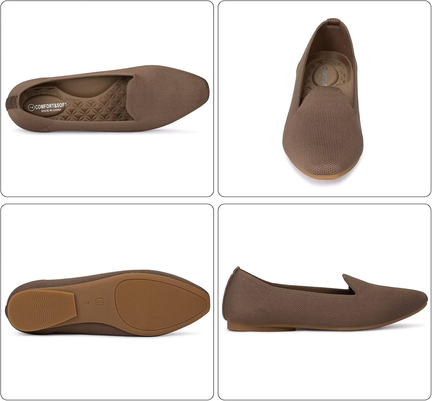 Frank Mully Women's Knitted Square Toe Flats Comfortable Loafer Shoes Office Work Shoes Lightweight - Image 3