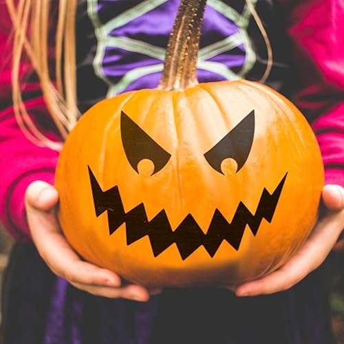 Miniatura 5 de SAVITA 25 plantillas de plástico de calabaza de 5.1 x 5.1 pulgadas para Halloween, plantillas de dibujo grandes reutilizables para Halloween,