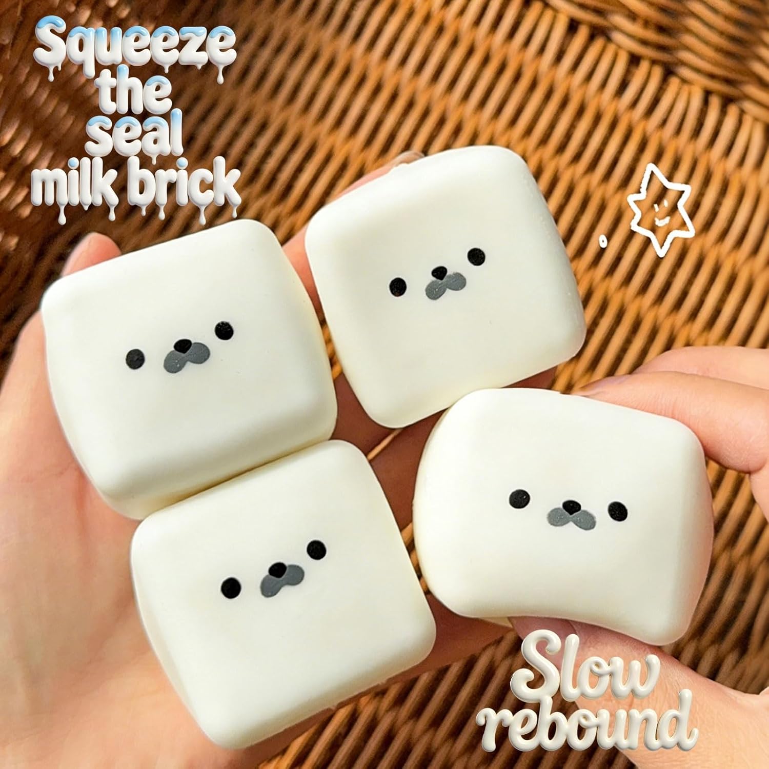 2026 New Extra Malleable Seal Milk Brick Squishy Toy Block Stress Relief Squishies Oversized Slow Rising Squeeze Block Big Food Sensory Fidget Toys for Adults(1PC)