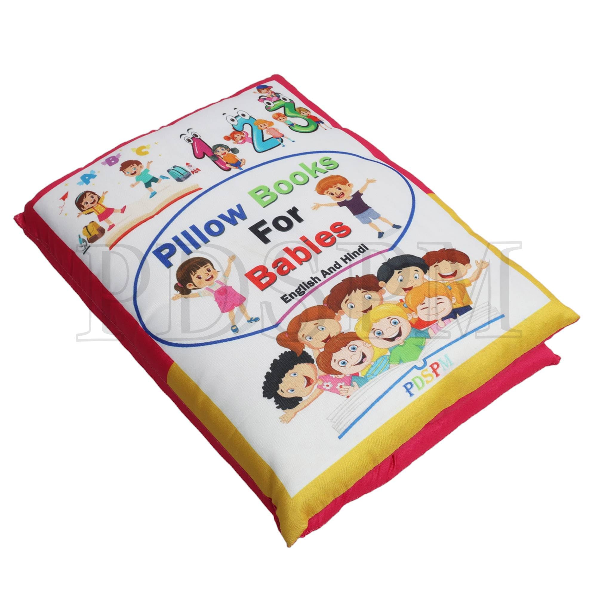 PDSPM Learning Cushion Pillow Book For Kids With 2 Languages Learn - English And Hindi, Soft Cloth Book Baby Activity Play, (Pink)|1 Count-image-46
