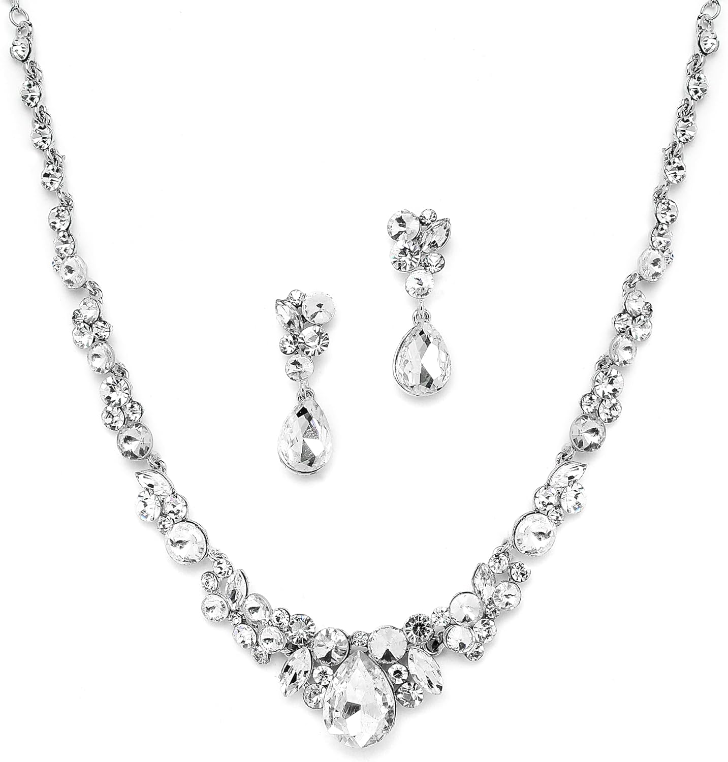 Mariell Bridal Wedding Necklace Earrings Set, Crystal Jewelry Set for Brides, Bridesmaid, Prom, Pageant
