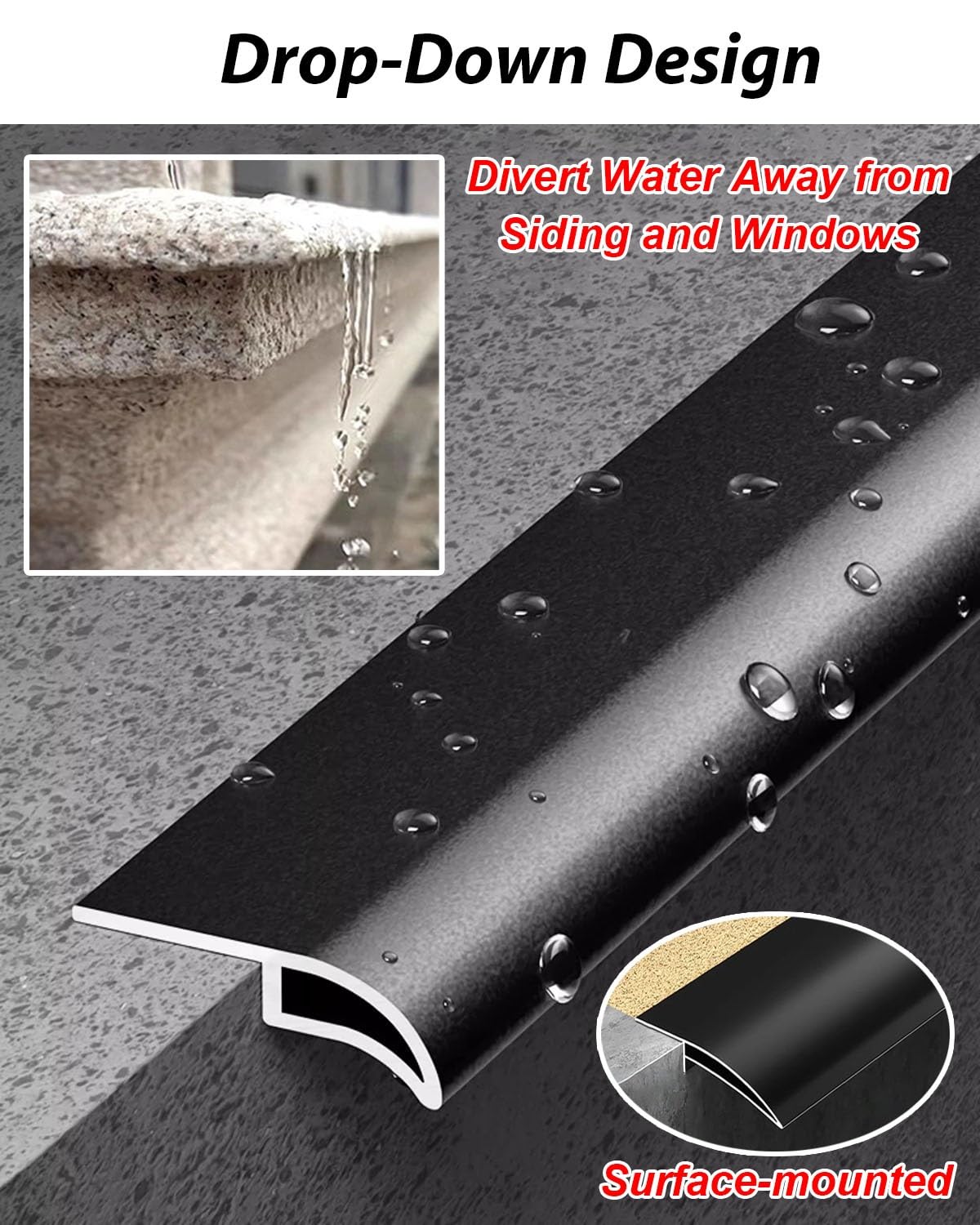 Soglia di Dislivello Pavimento Gocciolatoio Esterno per Tetto a Becco D'aquila, Profilo di Gocciolamento Metallico per Davanzale/Balcone, Grondaia di Deviazione Dell'acqua Piovana(White,14mm (0.6in))