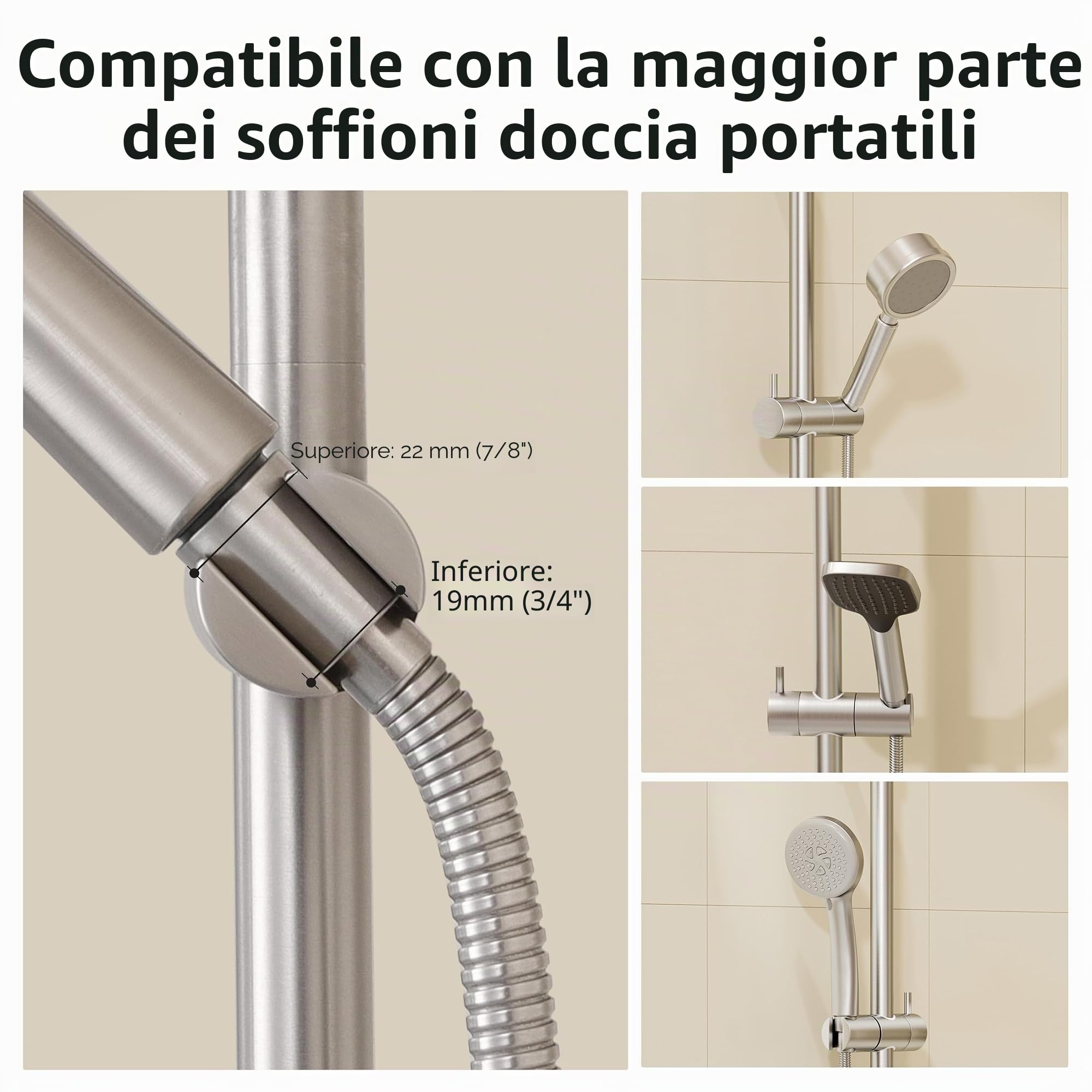 KES Saliscendi Doccia Adesiva Asta Doccia Saliscendi Acciaio Inox SUS304 78CM Asta Doccia con Supporto Soffione Regolabile, Spazzolato, F209S78DF-BS