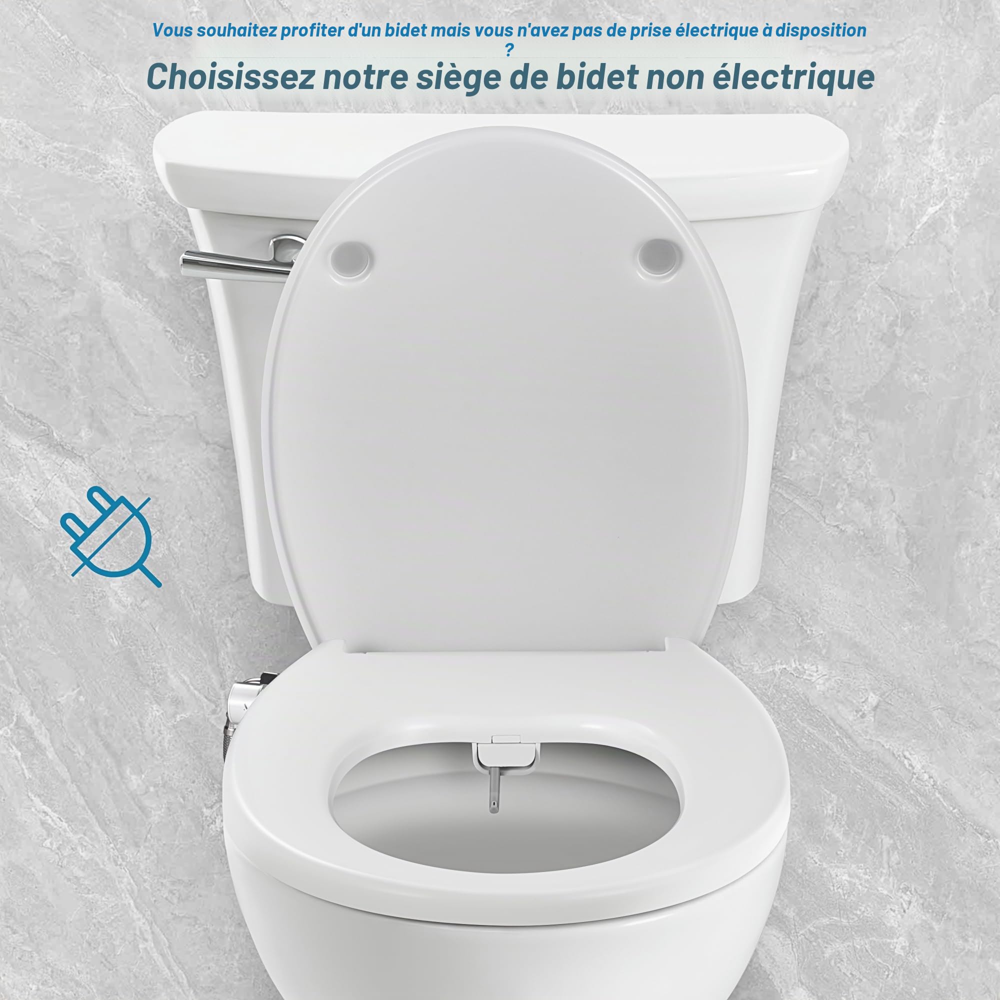 SAMODRA Siège de toilette bidet - Embout de douche WC Bidet Toilette japonaise - Siège de WC avec fermeture automatique - Embout de bidet non électrique à double buse auto-nettoyante