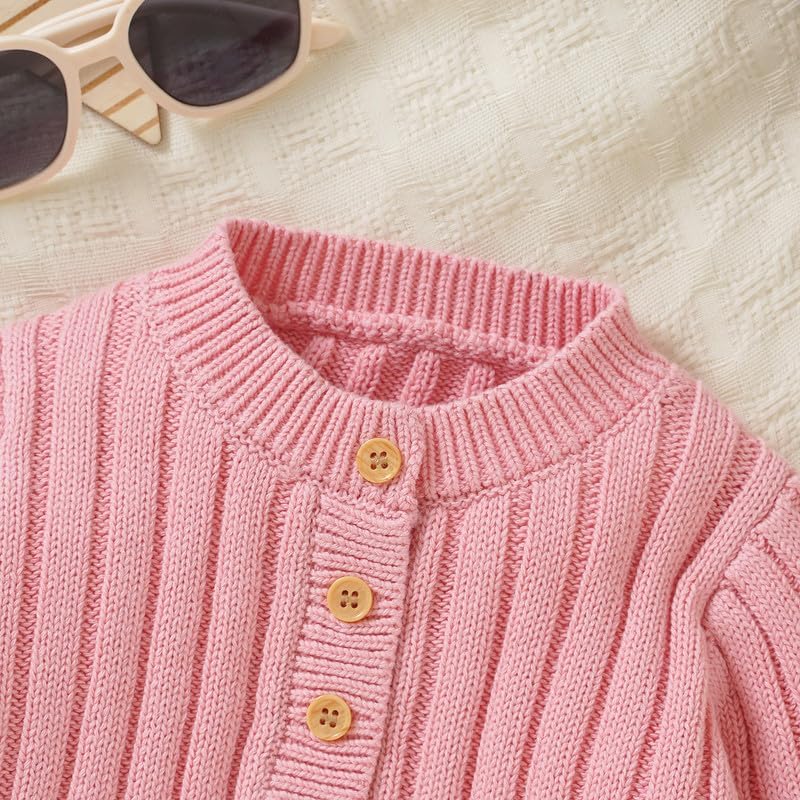 Neiwech Baby Boy Girl Romper Newborn Infant Knit Striped Solid Long Sleeve One Piece Jumpsuit Clothes - Image 4