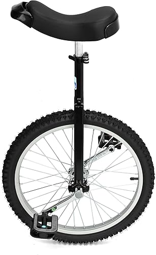 Nisorpa Bicicleta clásica de una rueda negra de 20 pulgadas con borde de aleación antideslizante y pedal de altura ajustable para niños y adultos,
