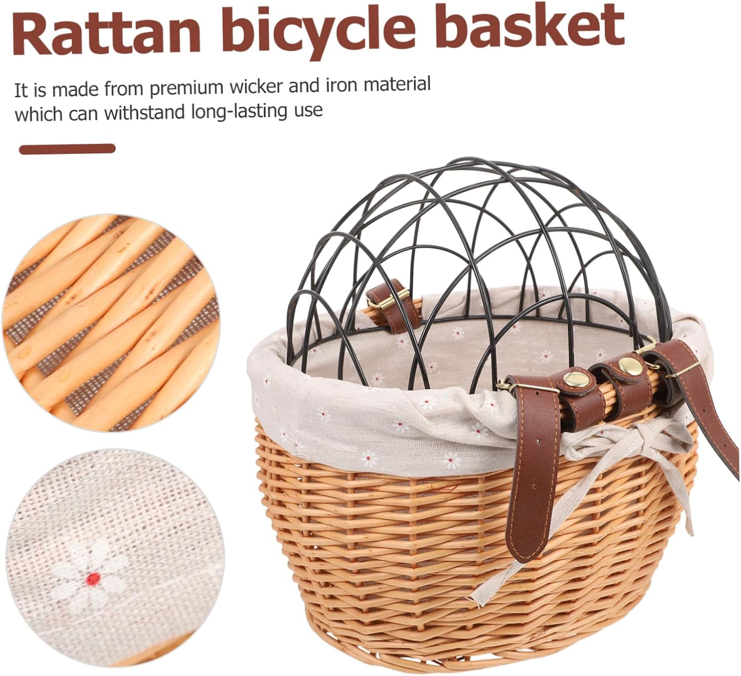 Woven Basket Pet Carrier Bag Bike Seat Basket Rabbit Carrier Removable