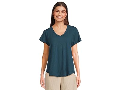 Mod-o-doc V-neck Short Sleeve T-Shirts With Curved Hem Women